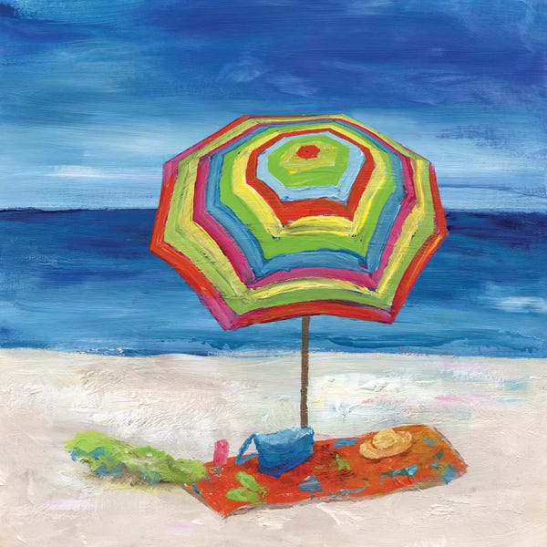 Umbrellas: Bright Beach Umbrella II by Nan