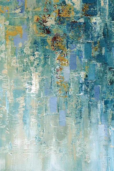 Teal Abstract Art: I Love the Rain Detail I by Nan