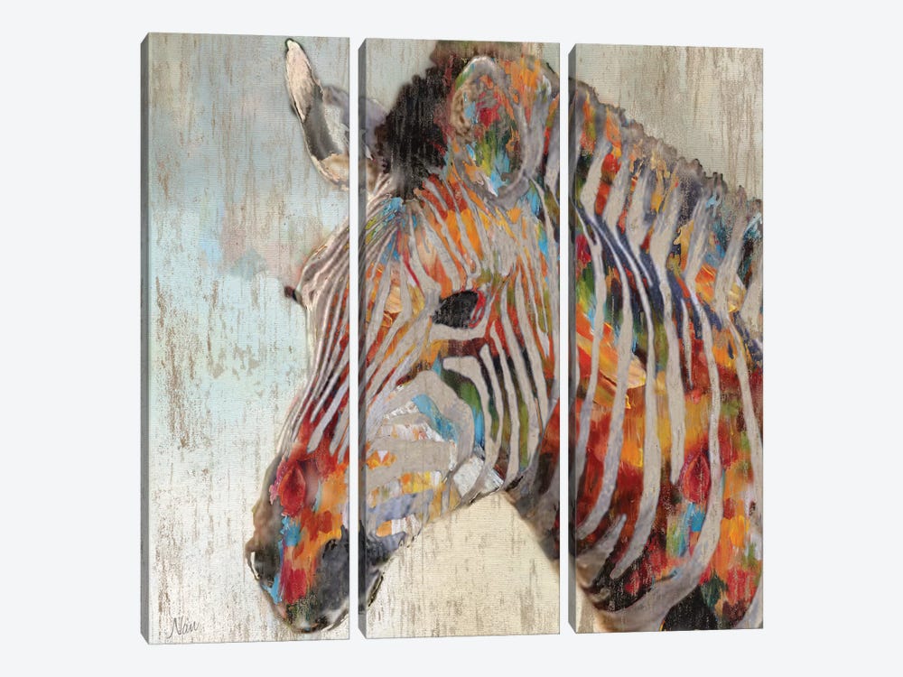 Paint Splash Zebra by Nan 3-piece Canvas Print