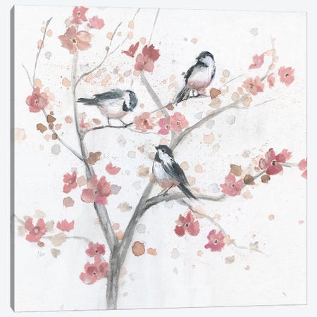 Chickadees in Spring I Canvas Print #NAN504} by Nan Canvas Artwork
