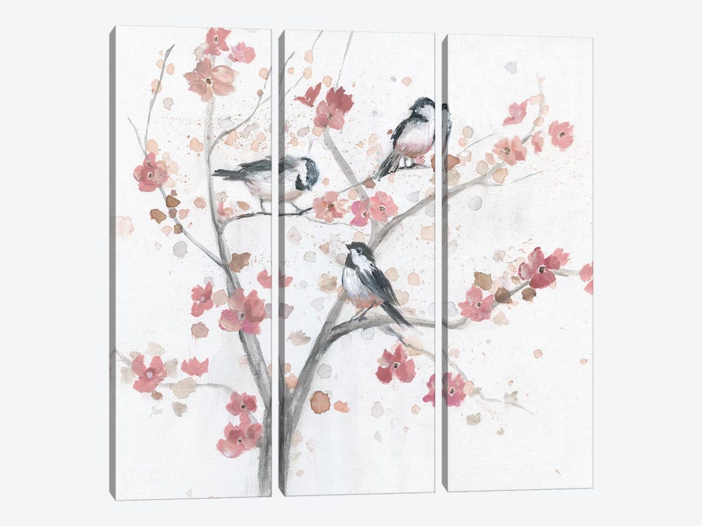 Chickadees in Spring I by Nan 3-piece Canvas Artwork