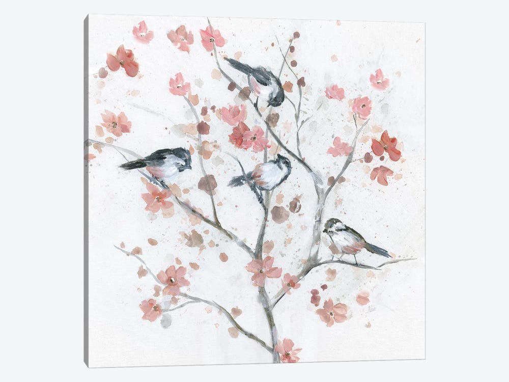 Chickadees in Spring II by Nan 1-piece Canvas Print