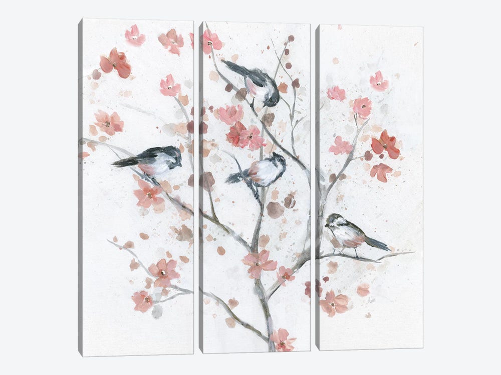 Chickadees in Spring II by Nan 3-piece Canvas Print