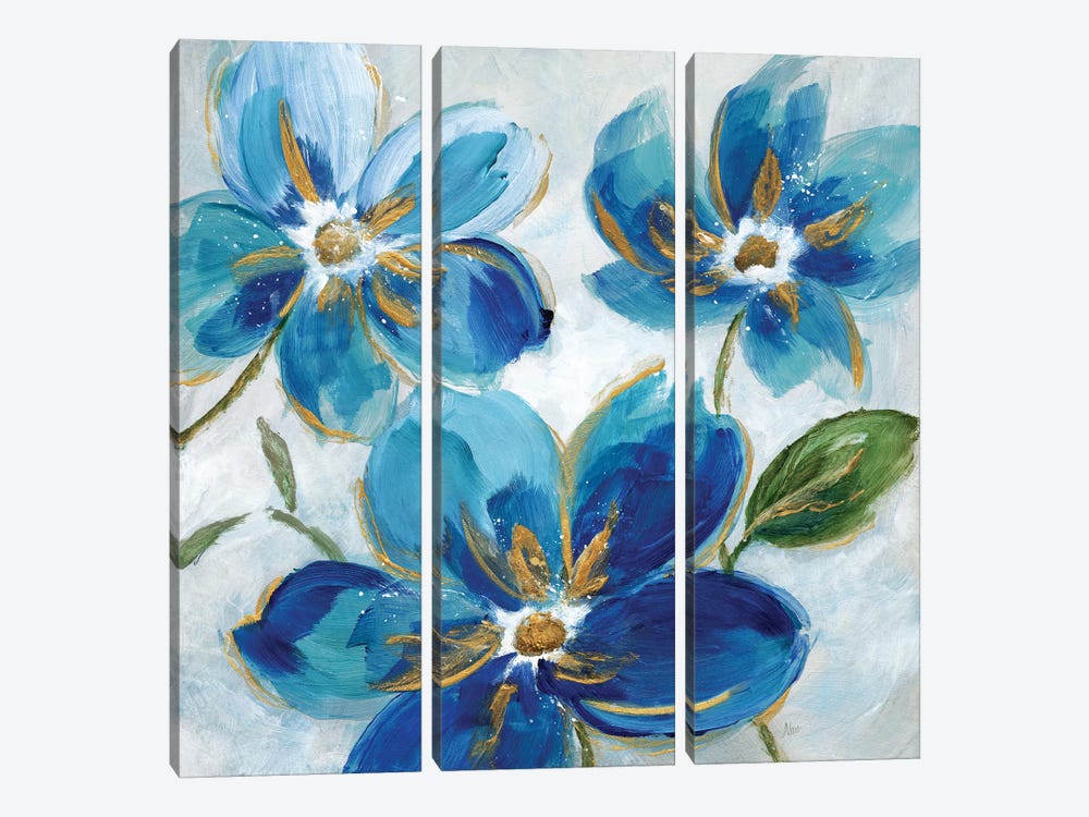 Flowering Blues I by Nan 3-piece Canvas Art Print