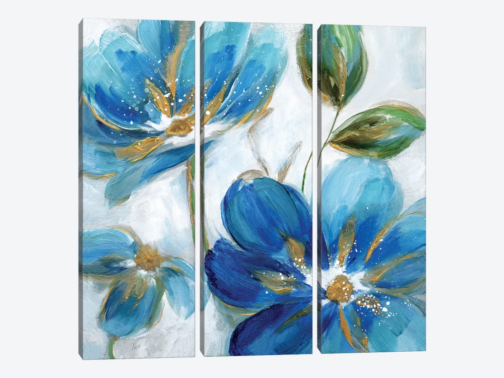 Flowering Blues II by Nan 3-piece Canvas Art