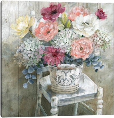 Quaint Cottage Bouquet Canvas Art Print - Granny Chic