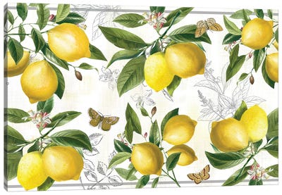Linen Lemons Canvas Art Print - Food Art