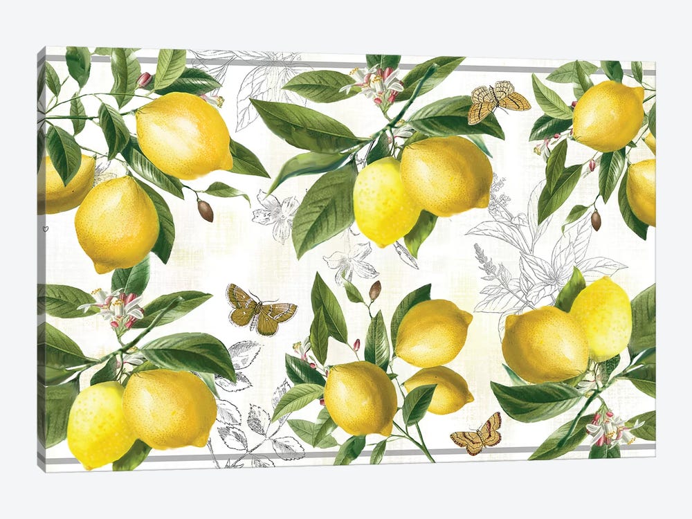 Linen Lemons by Nan 1-piece Canvas Art Print