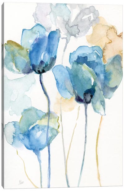 Wildflower Blues I Canvas Art Print - Calm & Sophisticated Living Room Art