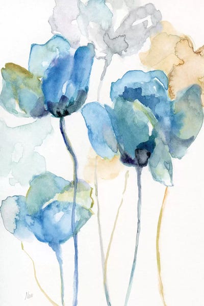 Watercolor Flowers: Wildflower Blues I by Nan