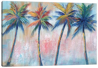 Color Pop Palms Canvas Art Print - Pastels