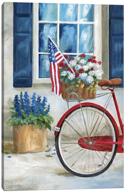 Patriot Bike I Canvas Art Print - American Flag Art