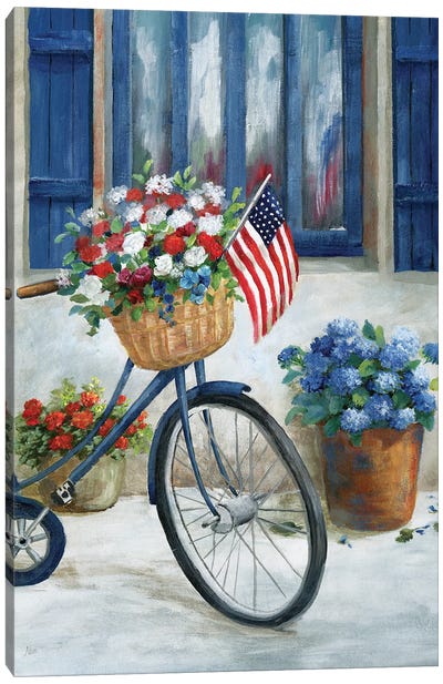 Patriot Bike II Canvas Art Print - American Flag Art