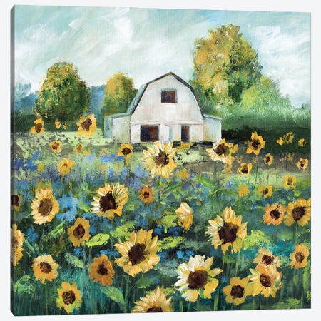 Sunflower Barn Canvas Print #NAN619} by Nan Canvas Art Print