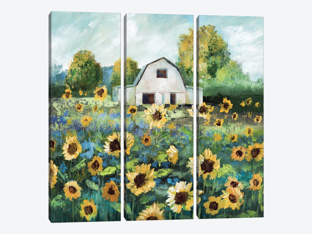 Sunflower Barn by Nan 3-piece Canvas Wall Art