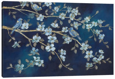Bluebird Conference Canvas Art Print - Floral & Botanical Art