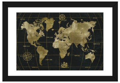 Golden World Paper Art Print - Maps