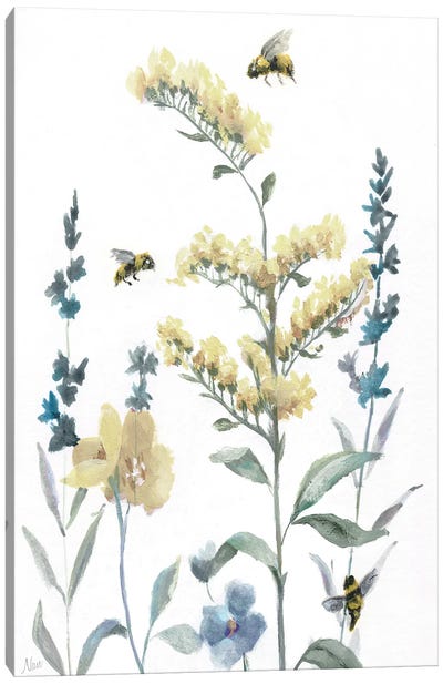 Bumble Bee Garden I Canvas Art Print - Insect & Bug Art