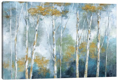 Indigo Forest Canvas Art Print - Birch Tree Art