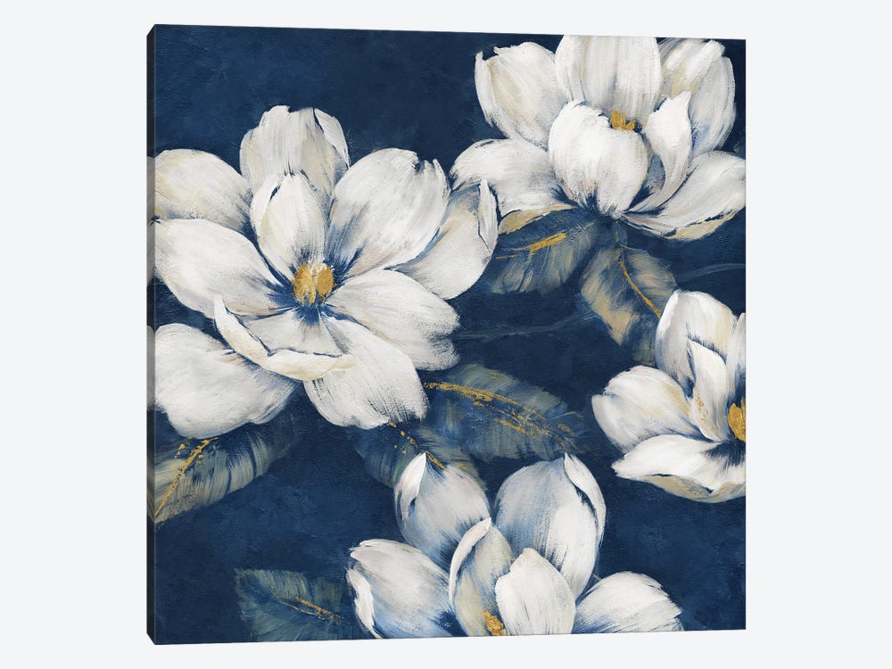 Magnolias Indigo by Nan 1-piece Art Print