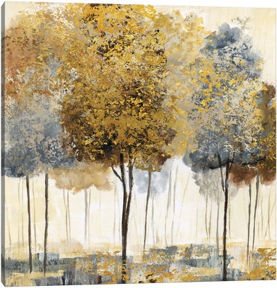 Metallic Forest I Canvas Art Print - Gray & Yellow Art