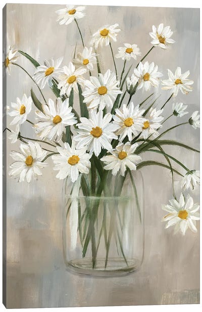 Daisy Cluster Canvas Art Print - Flower Art