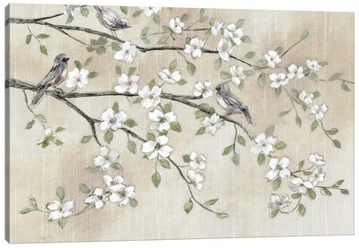 Early Birds And Blossoms Canvas Art Print - Neutrals