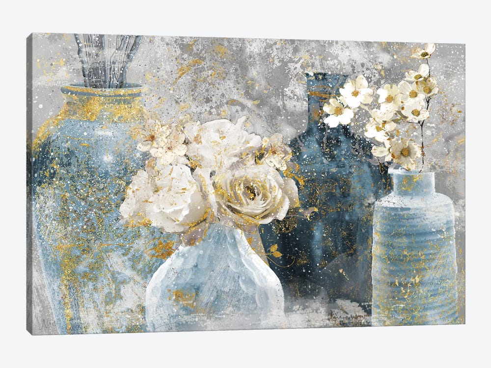 Vessels and Blooms Blues by Nan 1-piece Canvas Art