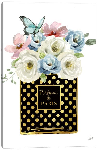 Polka Dot Floral Perfume Canvas Art Print - Nan