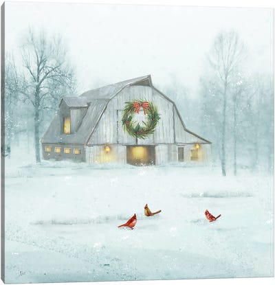 White Winter Wonderland Canvas Art Print - Farmhouse Christmas Décor