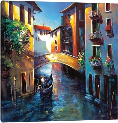 Daybreak in Venice Canvas Art Print - Urban River, Lake & Waterfront Art