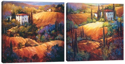 Evening Glow In Tuscany Diptych Canvas Art Print