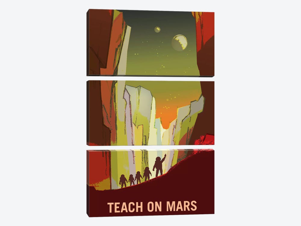 Teach On Mars by NASA 3-piece Canvas Wall Art