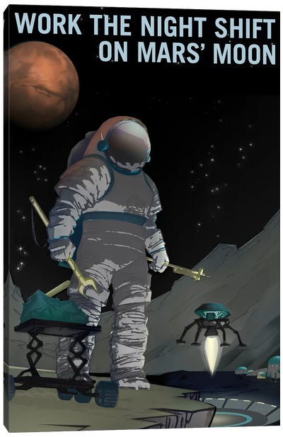 Work The Night Shift Canvas Art Print - Astronaut Art