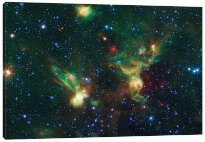 Enterprising Nebulae (IRAS 19340+2016 & IRAS19343+2026) Canvas Art Print - Nebula Art