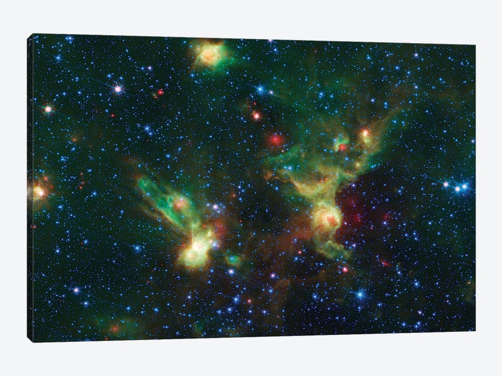 Enterprising Nebulae (IRAS 19340+2016 & IRAS19343+2026) by NASA 1-piece Canvas Wall Art