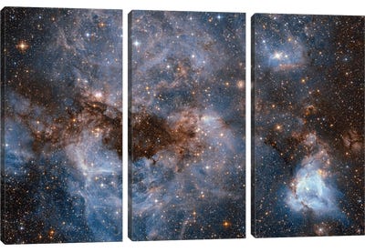 Maelstrom Of Glowing Gas And Dark Dust, Papillon Nebula, N159 Canvas Art Print - 3-Piece Astronomy & Space Art