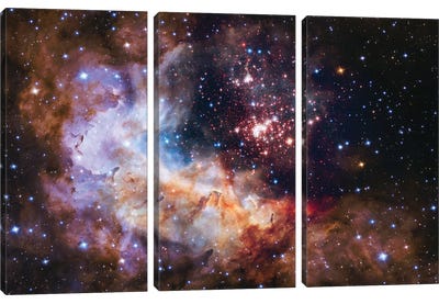 WR 20a And Surrounding Stars, Westerlund 2 Canvas Art Print - 3-Piece Astronomy & Space Art