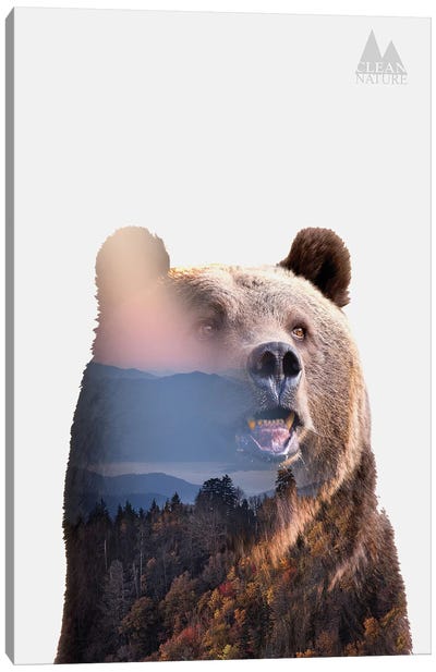 Bear Canvas Art Print - Double Exposure Photography