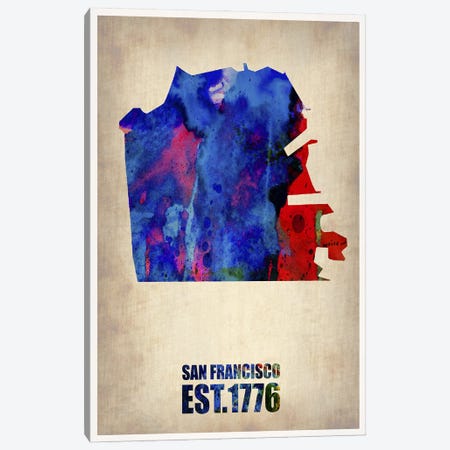 San Francisco Watercolor Map Canvas Print #NAX243} by Naxart Canvas Print