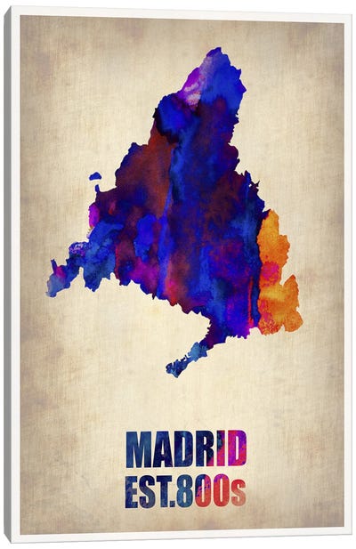 Madrid Watercolor Map Canvas Art Print