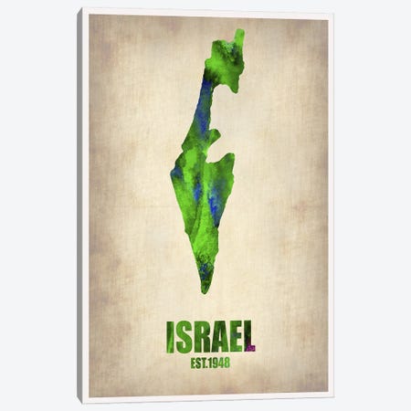 Israel Watercolor Map Canvas Print #NAX314} by Naxart Canvas Artwork