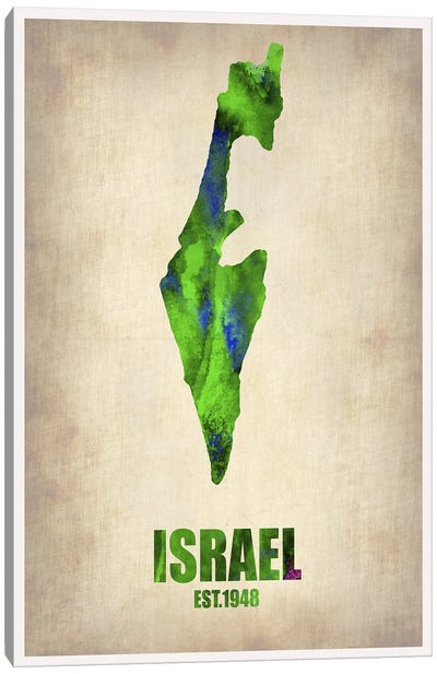 Israel Watercolor Map Canvas Art Print - Naxart