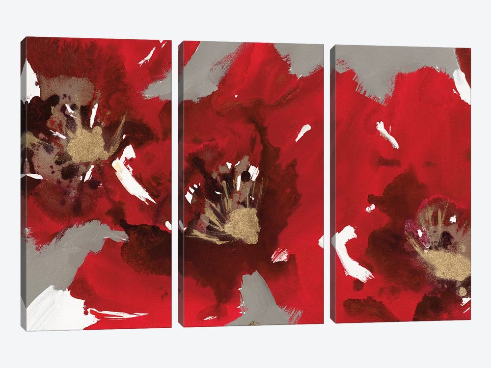 Red Poppy Forest I 3-piece Canvas Print