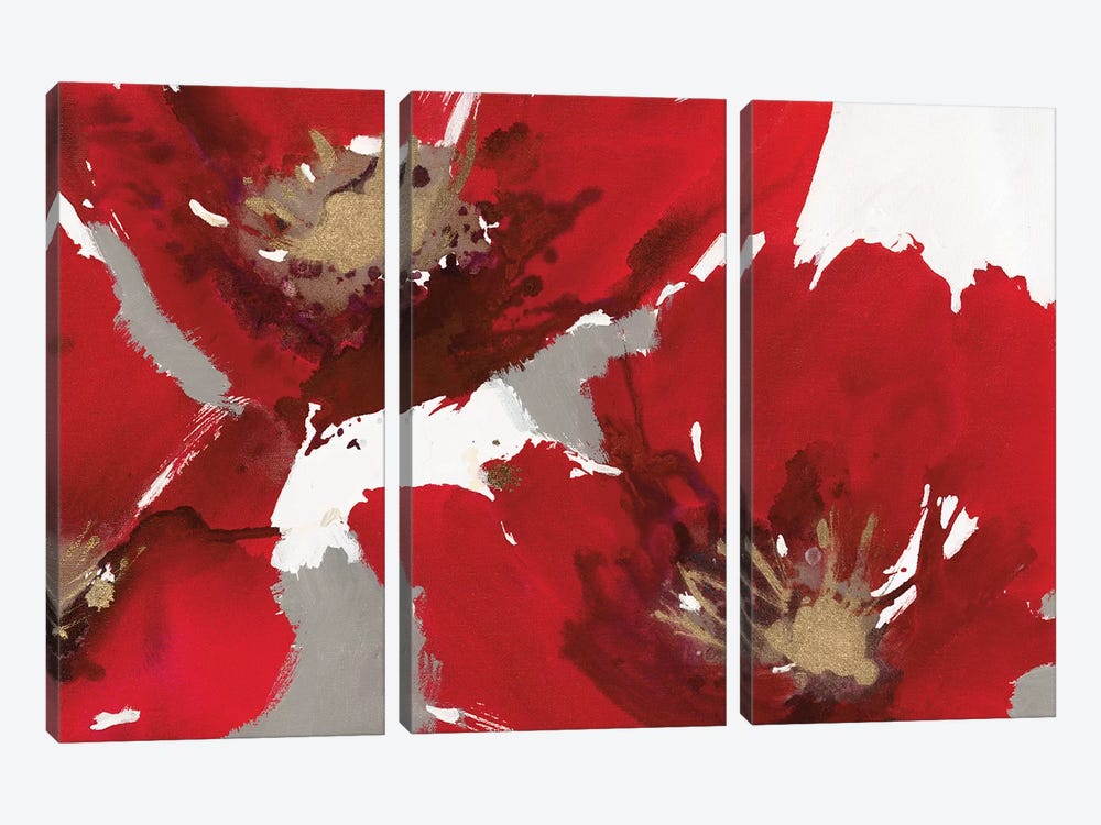 Red Poppy Forest II by Natasha Barnes 3-piece Canvas Artwork