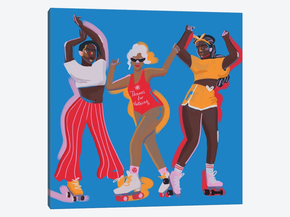 Roller Skaters III by Niege Borges 1-piece Canvas Art