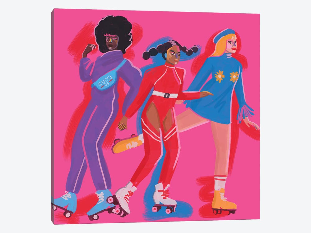 Roller Skaters I by Niege Borges 1-piece Canvas Artwork