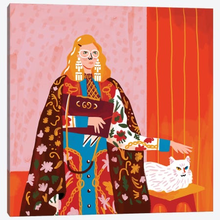 Gucci Cat Canvas Print #NBG5} by Niege Borges Canvas Art