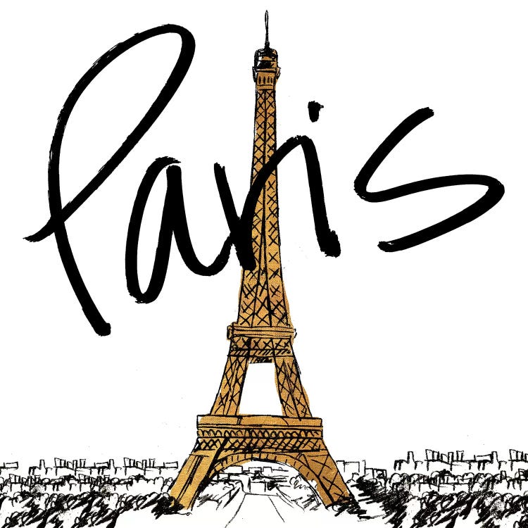 Gold Eiffel In Paris by Nicholas Biscardi wall art
