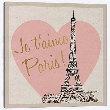 Je T'Aime Paris! Canvas Print #NBI20} by Nicholas Biscardi Canvas Wall Art